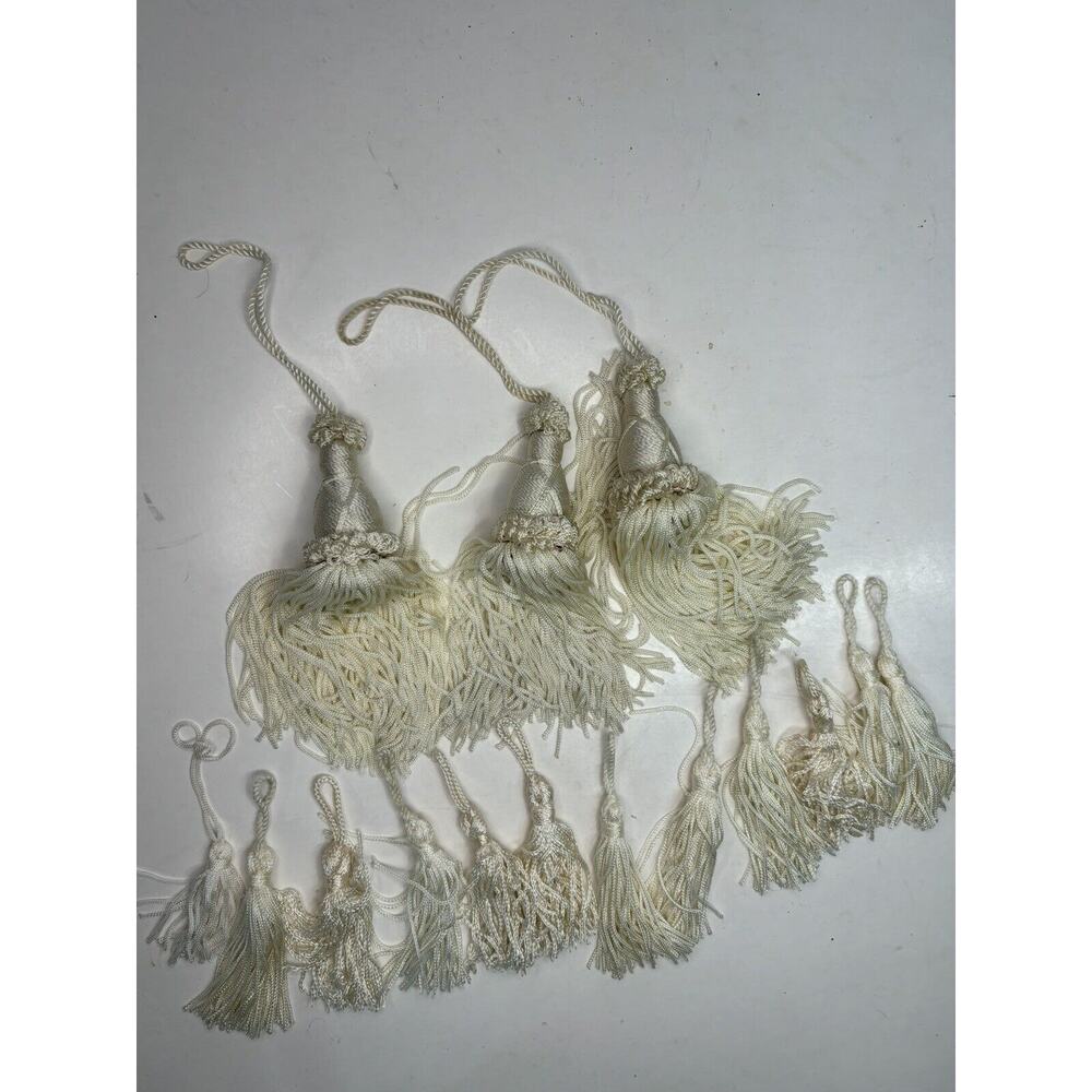 Lot of Off White Cream Key Tassels Sewing Crafting Supply Supplies Chord 15 pcs
